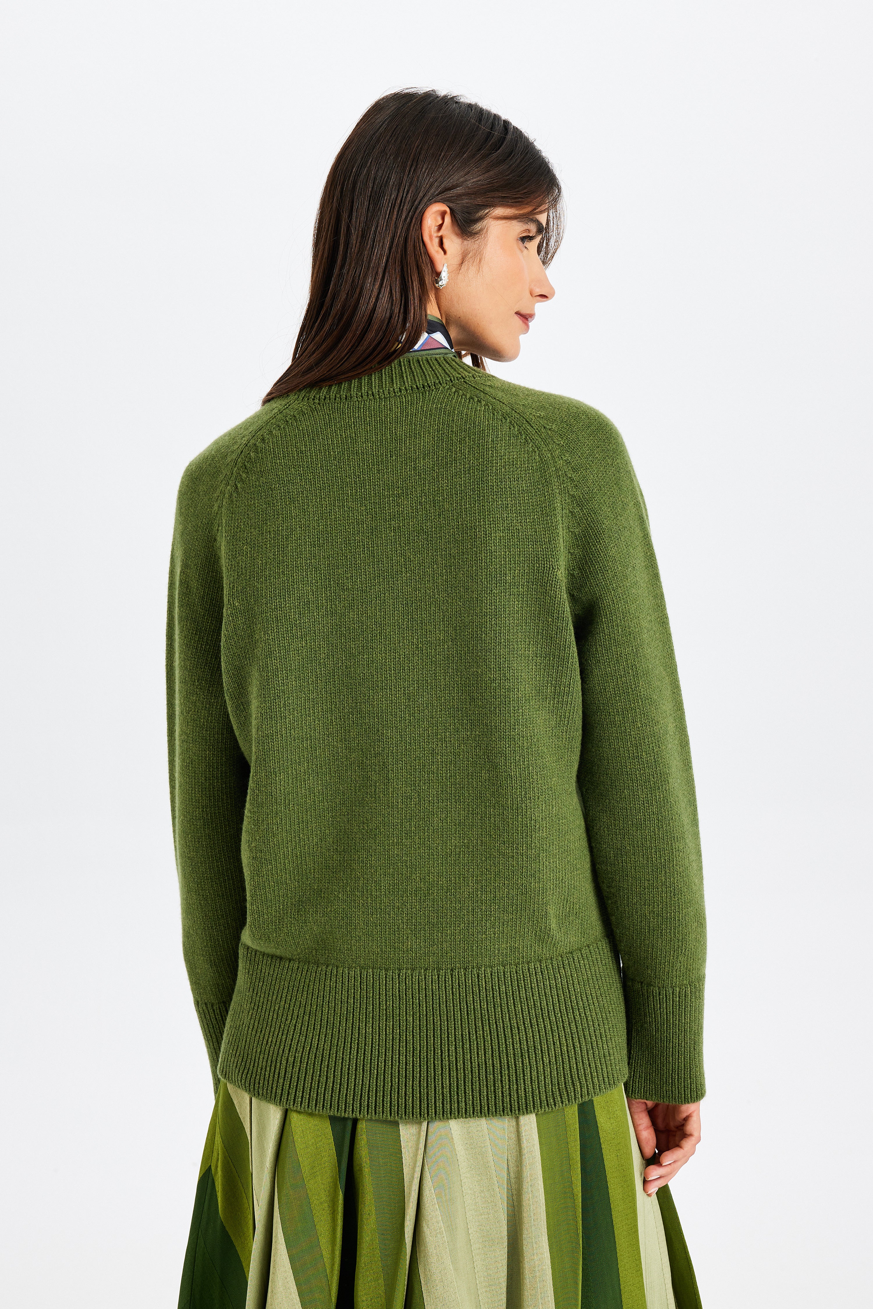 Stone Embellished Green Sweater