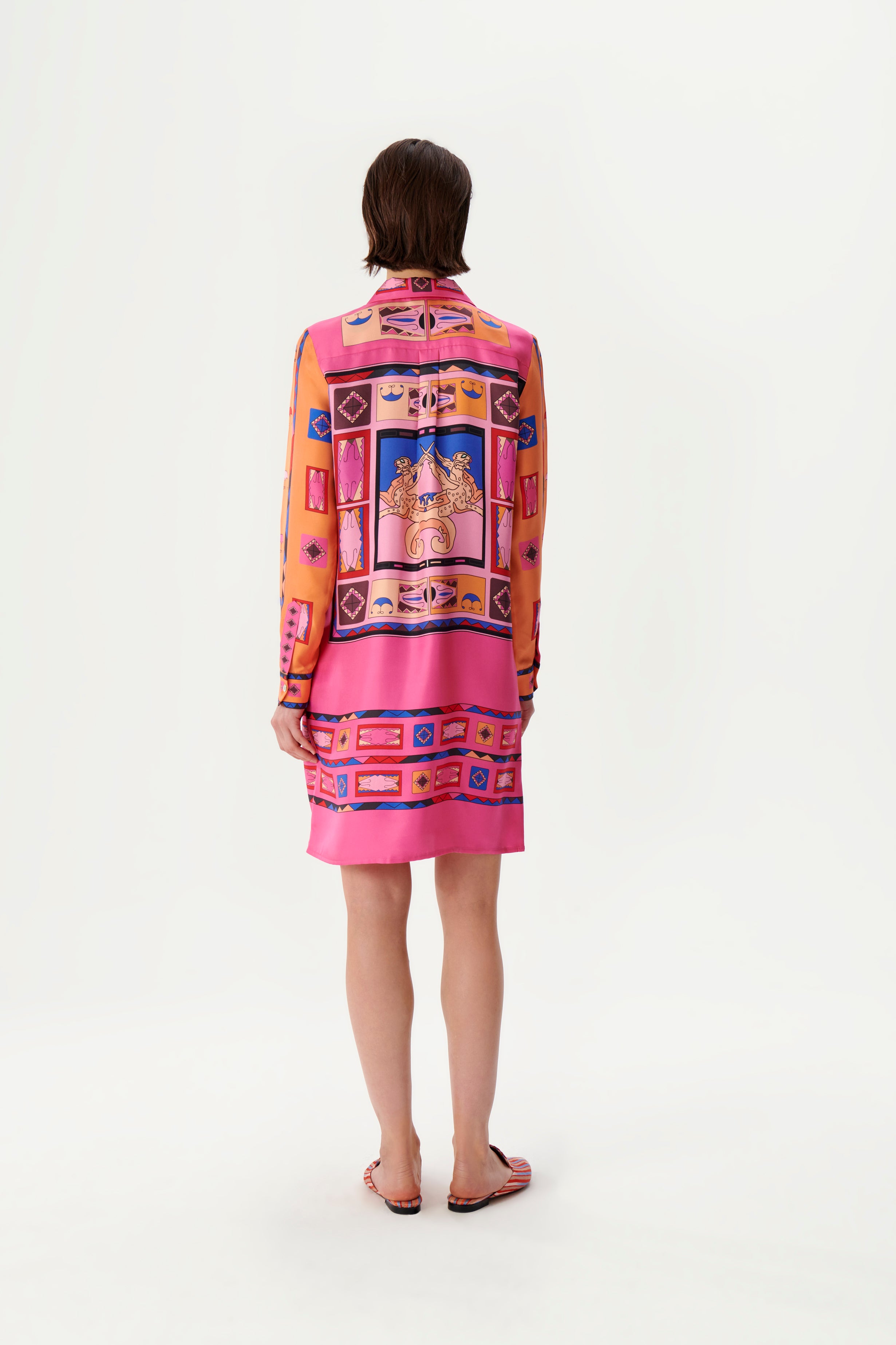 Silk Short Shirt Zeugma Dress-Flying Tiger