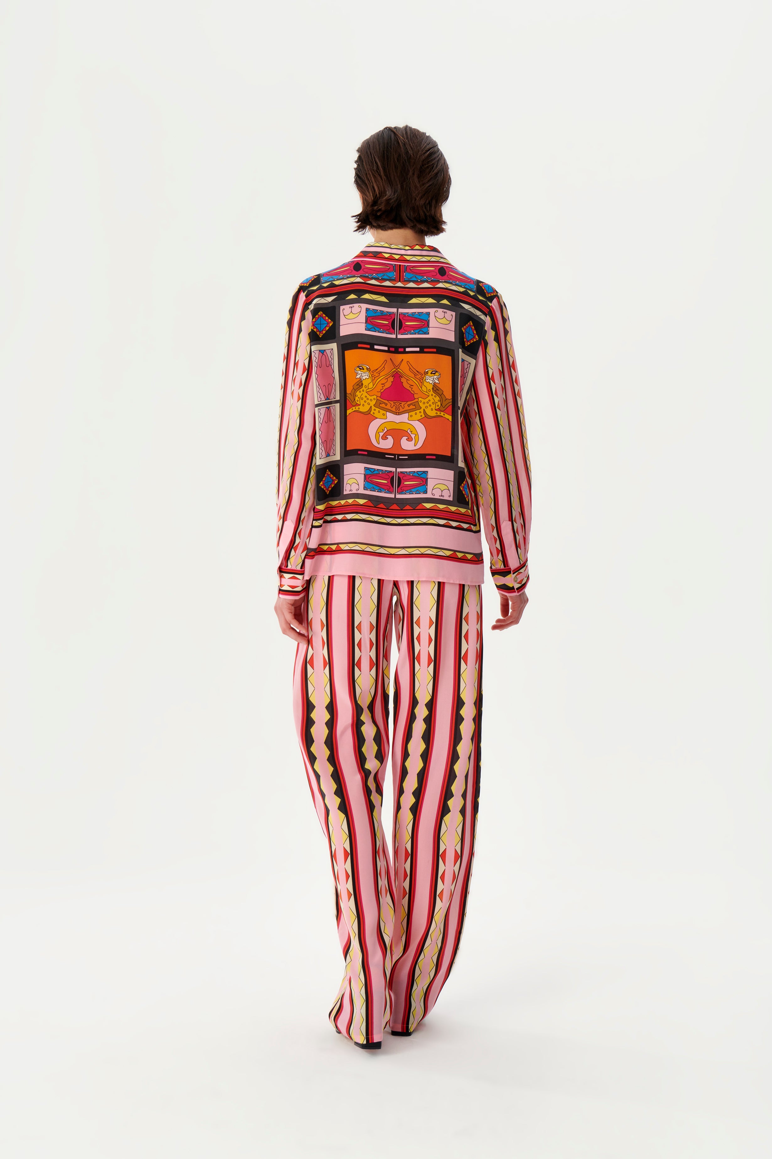 Zeugma Flying Tiger Patterned Silk Shirt