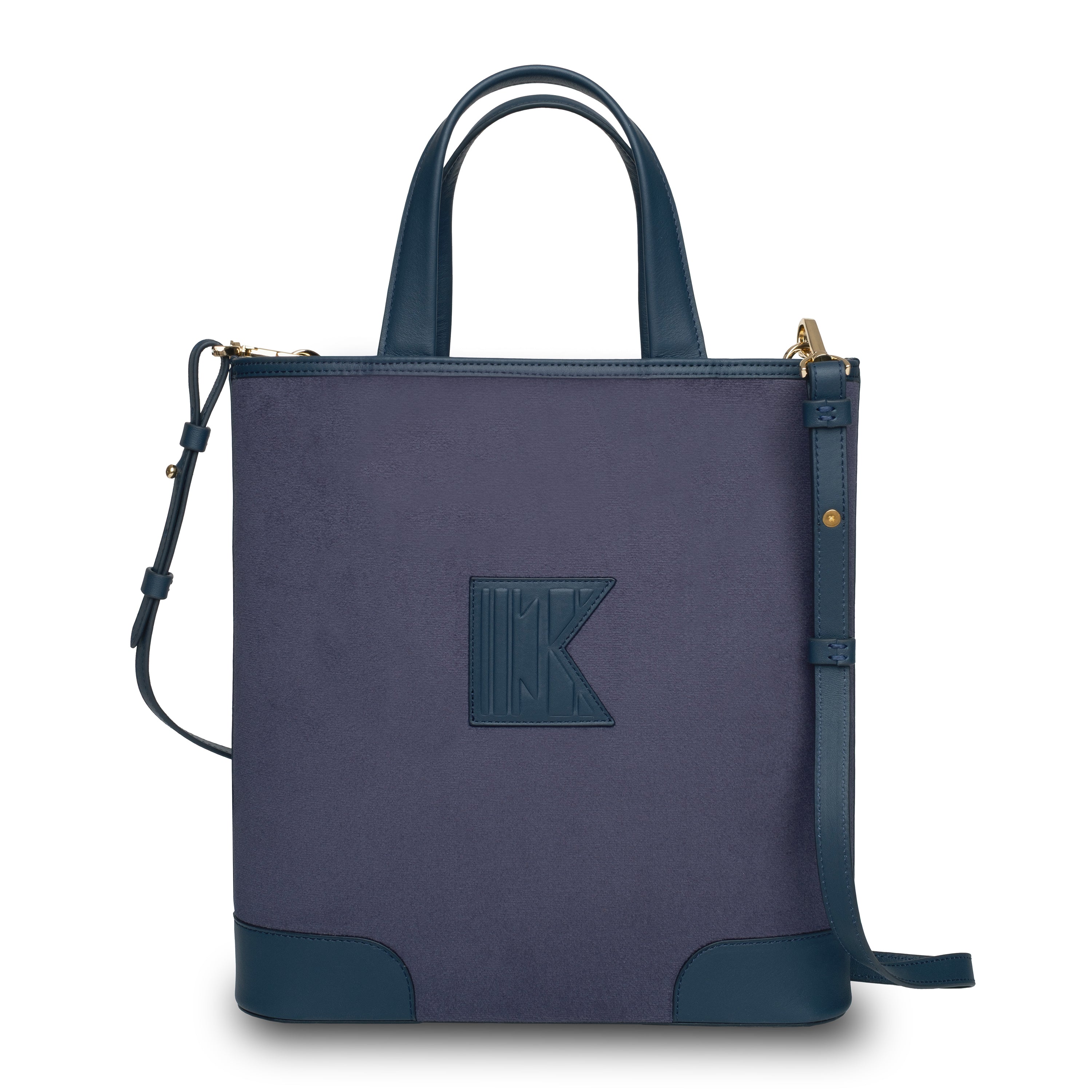 Kutnu Wallet-Detail Dark Navy Velvet Shoulder Bag