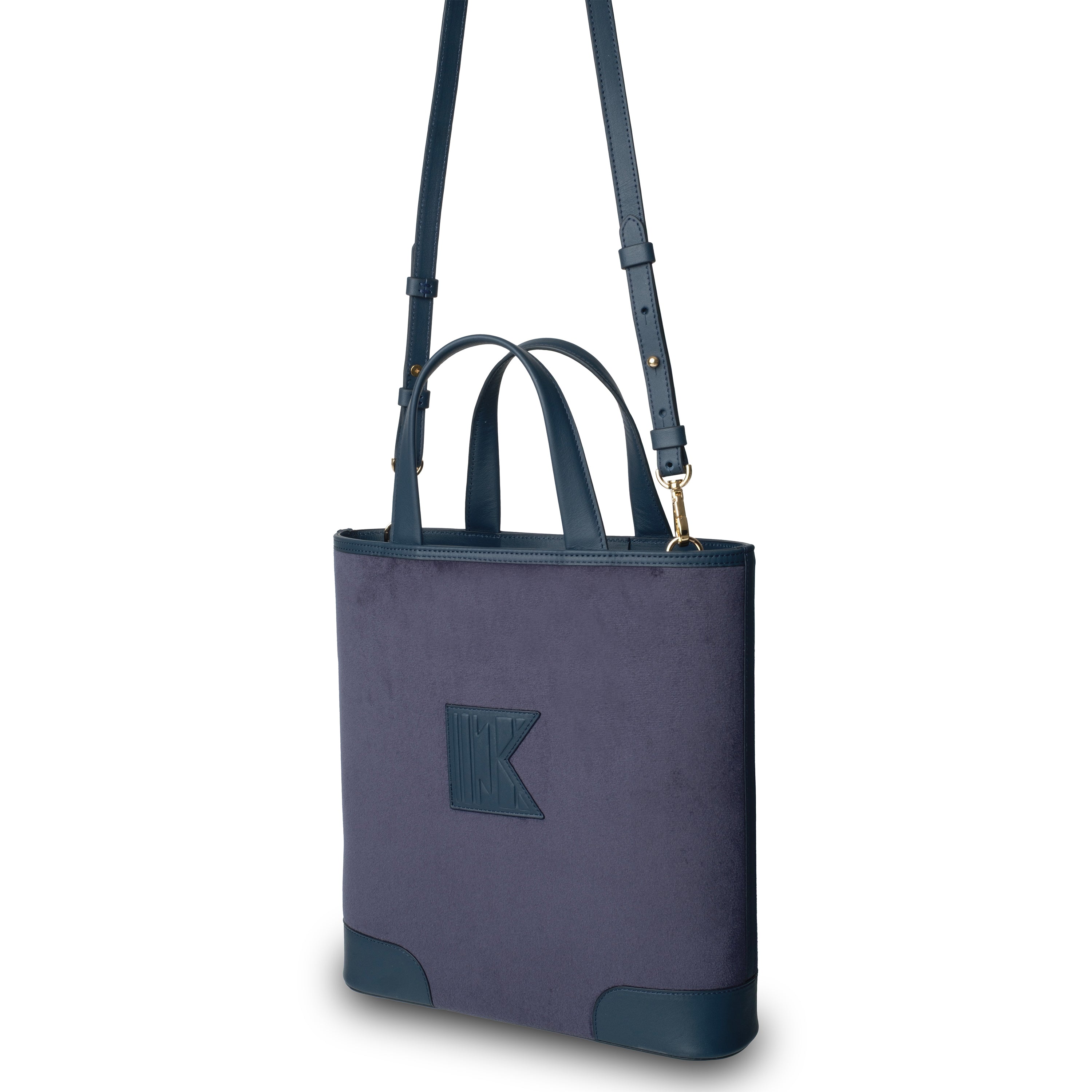 Kutnu Wallet-Detail Dark Navy Velvet Shoulder Bag