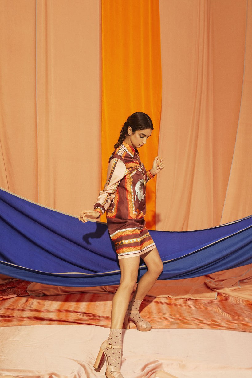 Short Zeugma Silk Shirt Dress
