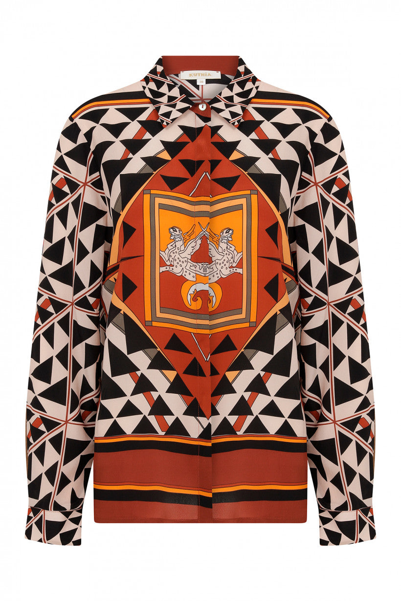 Triangle Geometric Zeugma Silk Shirt