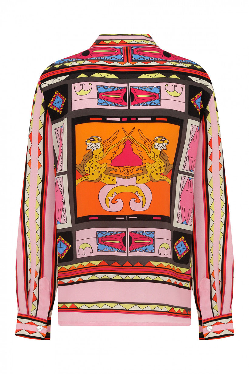 Zeugma Flying Tiger Patterned Silk Shirt