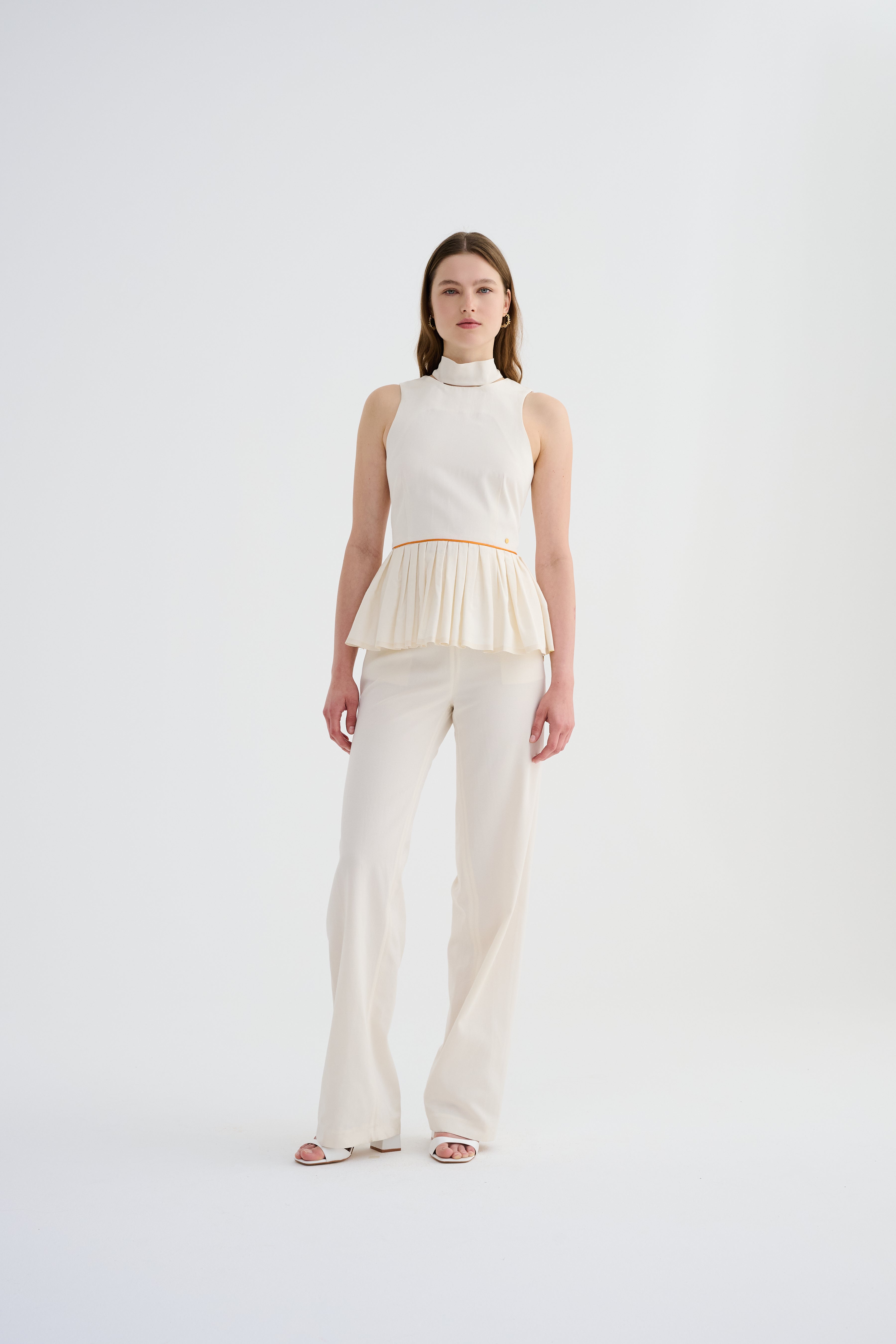 Fular Yaka Peplum Kutnu Bluz