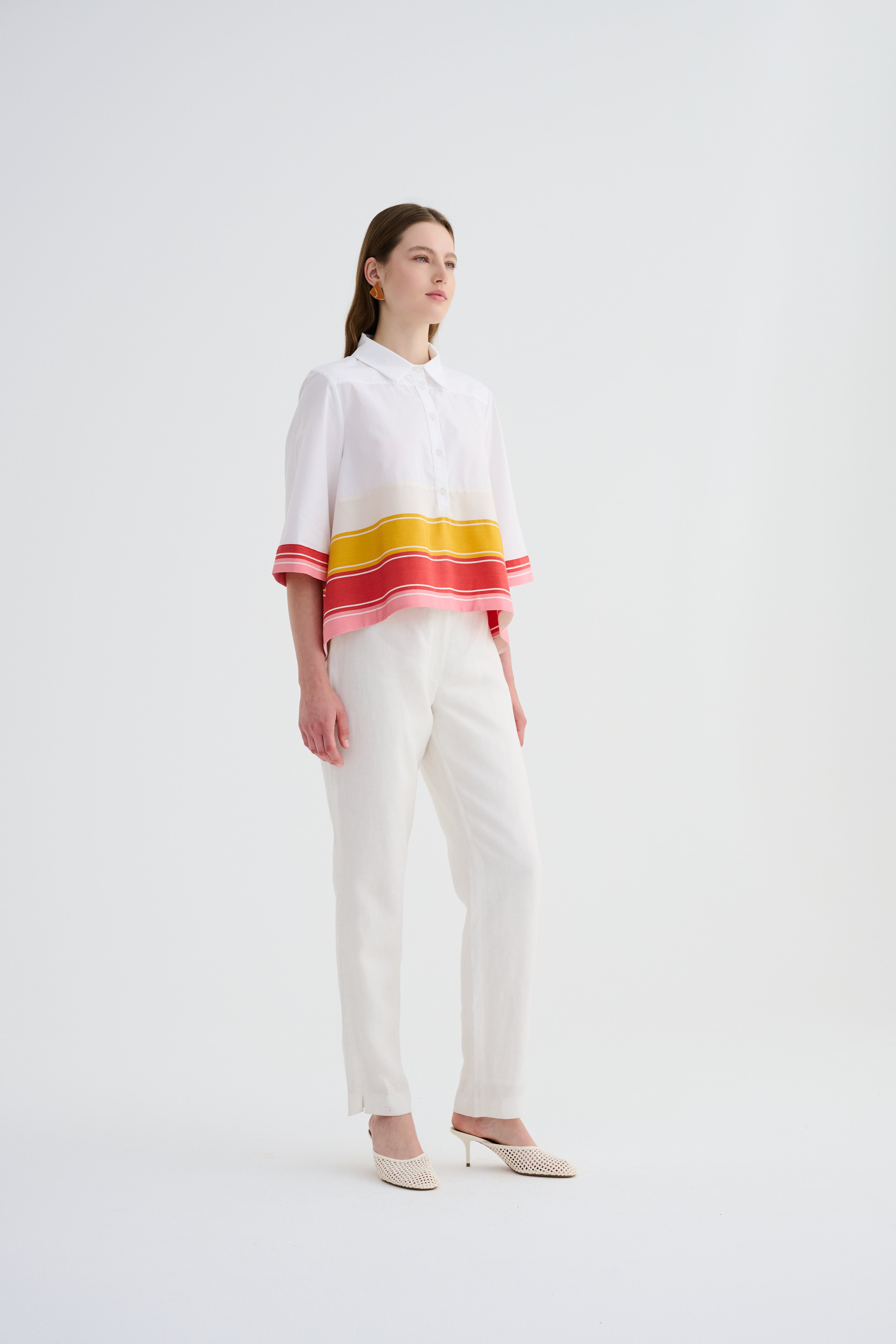 Kutnu Detaylı Polo Yaka Poplin Bluz