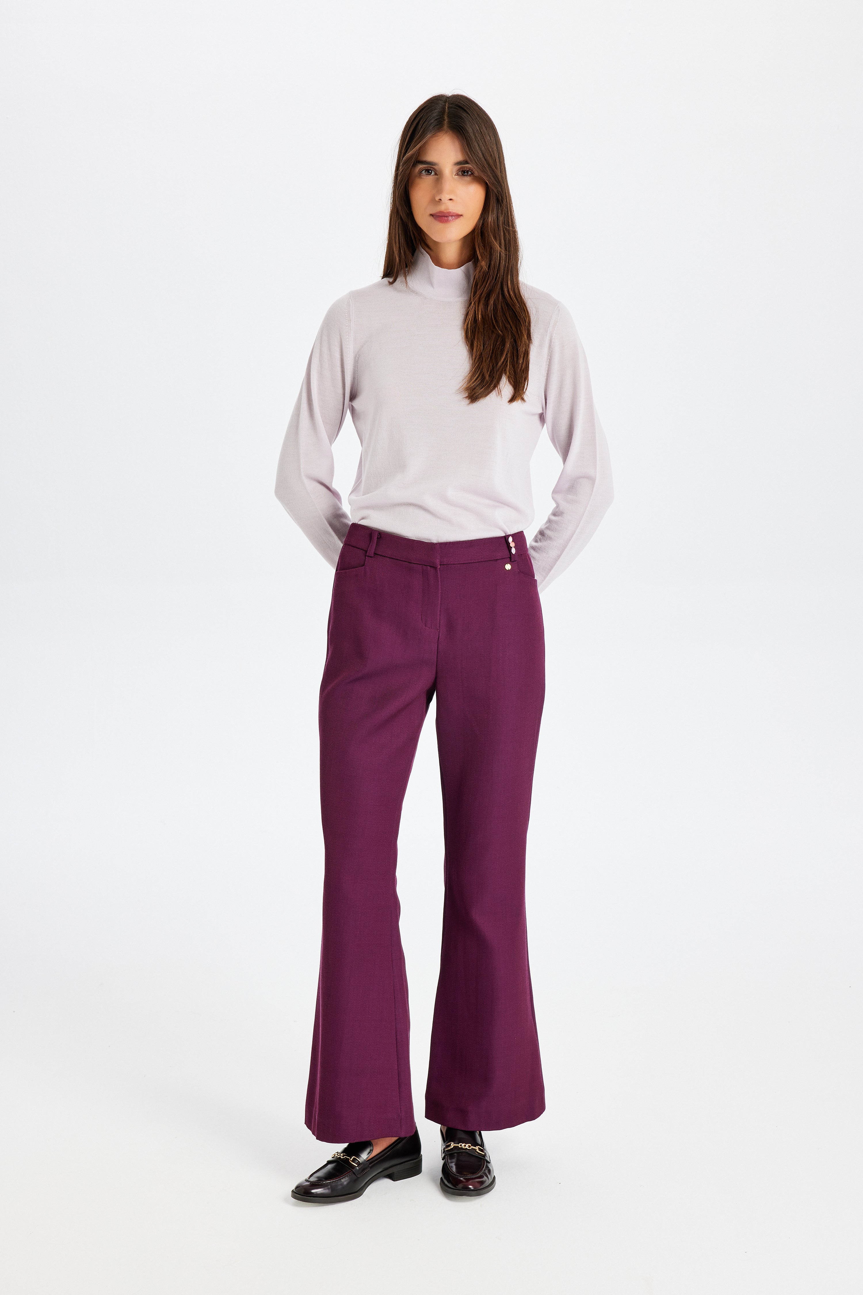 Kutnu Spanish Flare Burgundy Trousers
