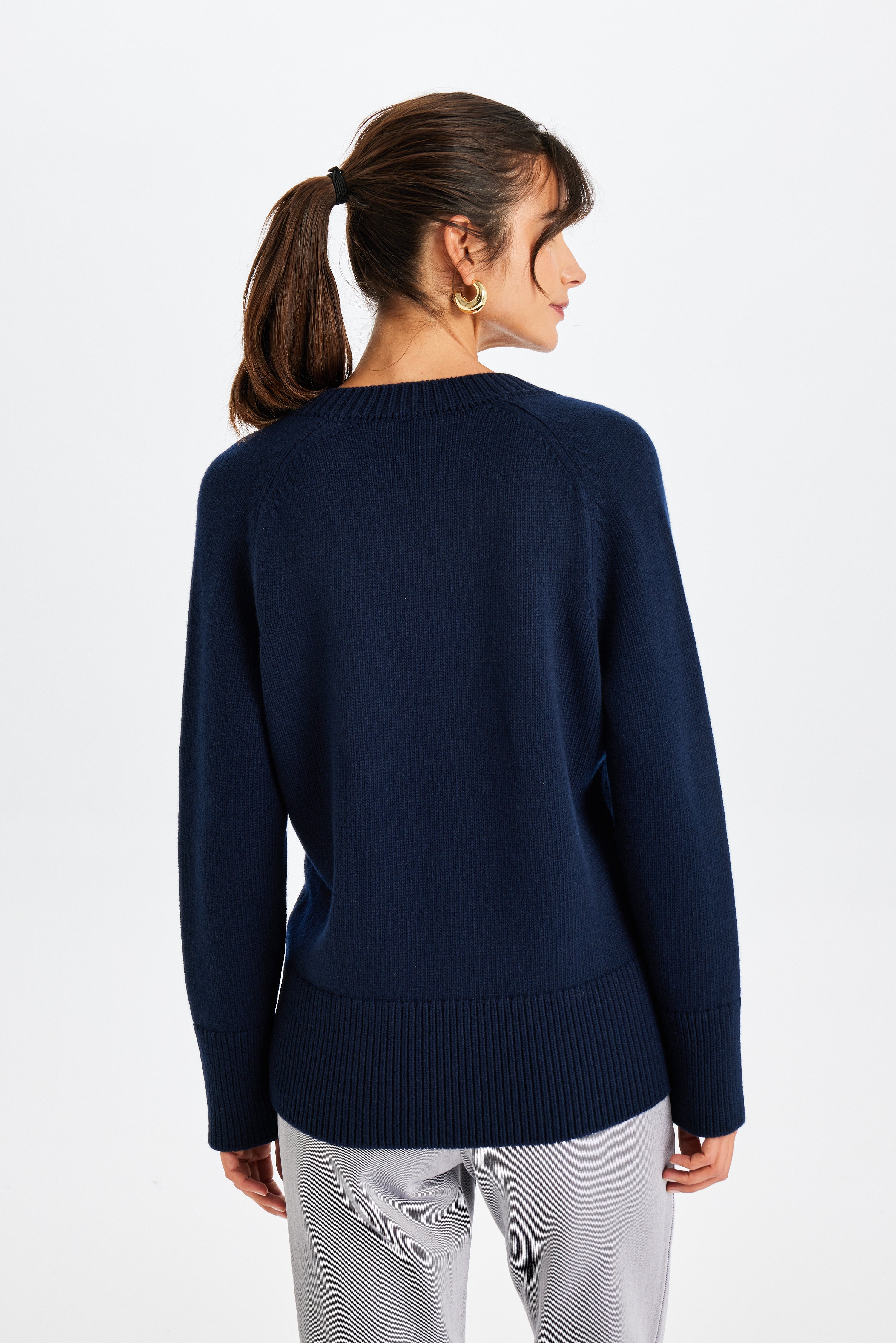 Stone Embellished Navy Sweater