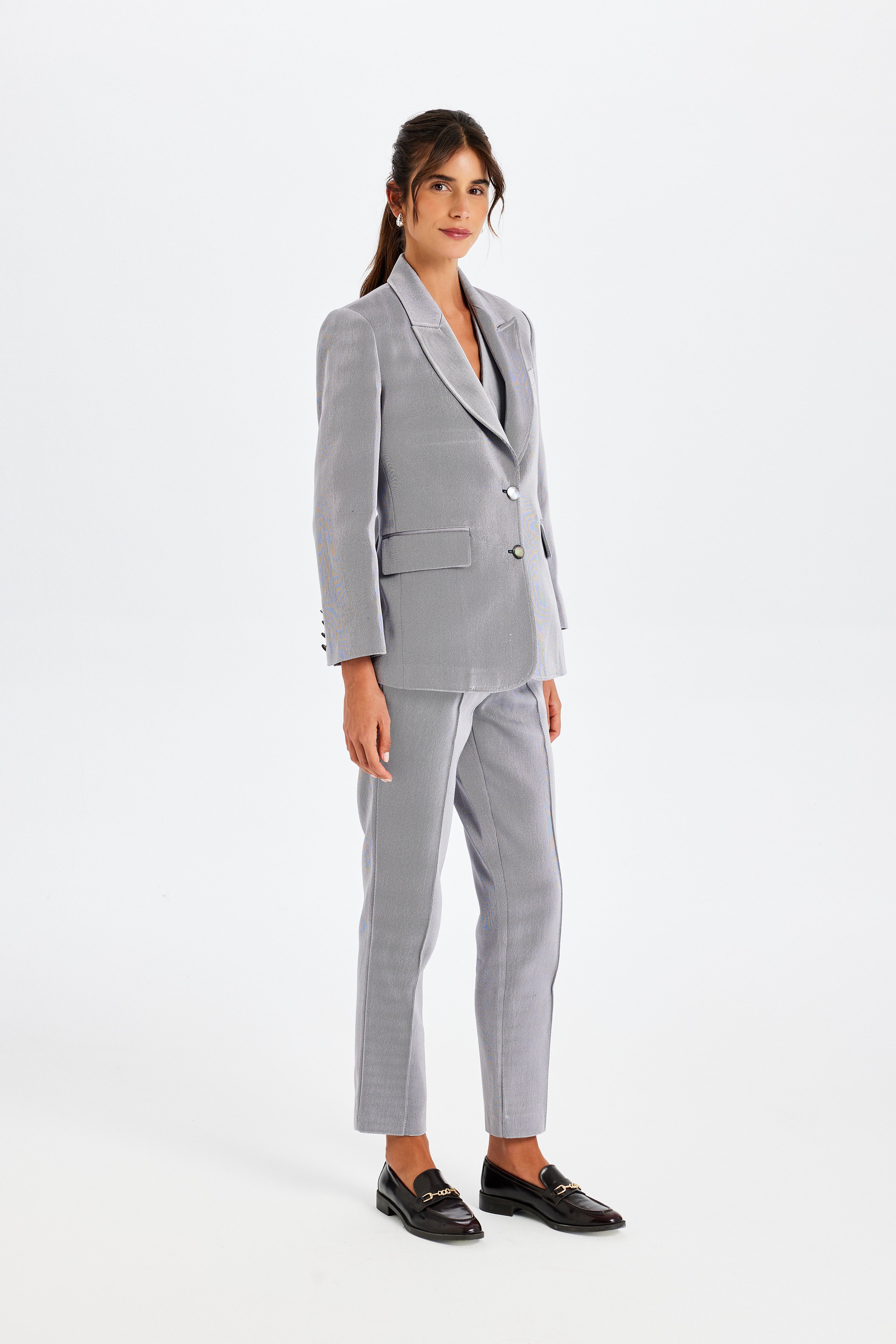 Kutnu Gri Blazer Ceket