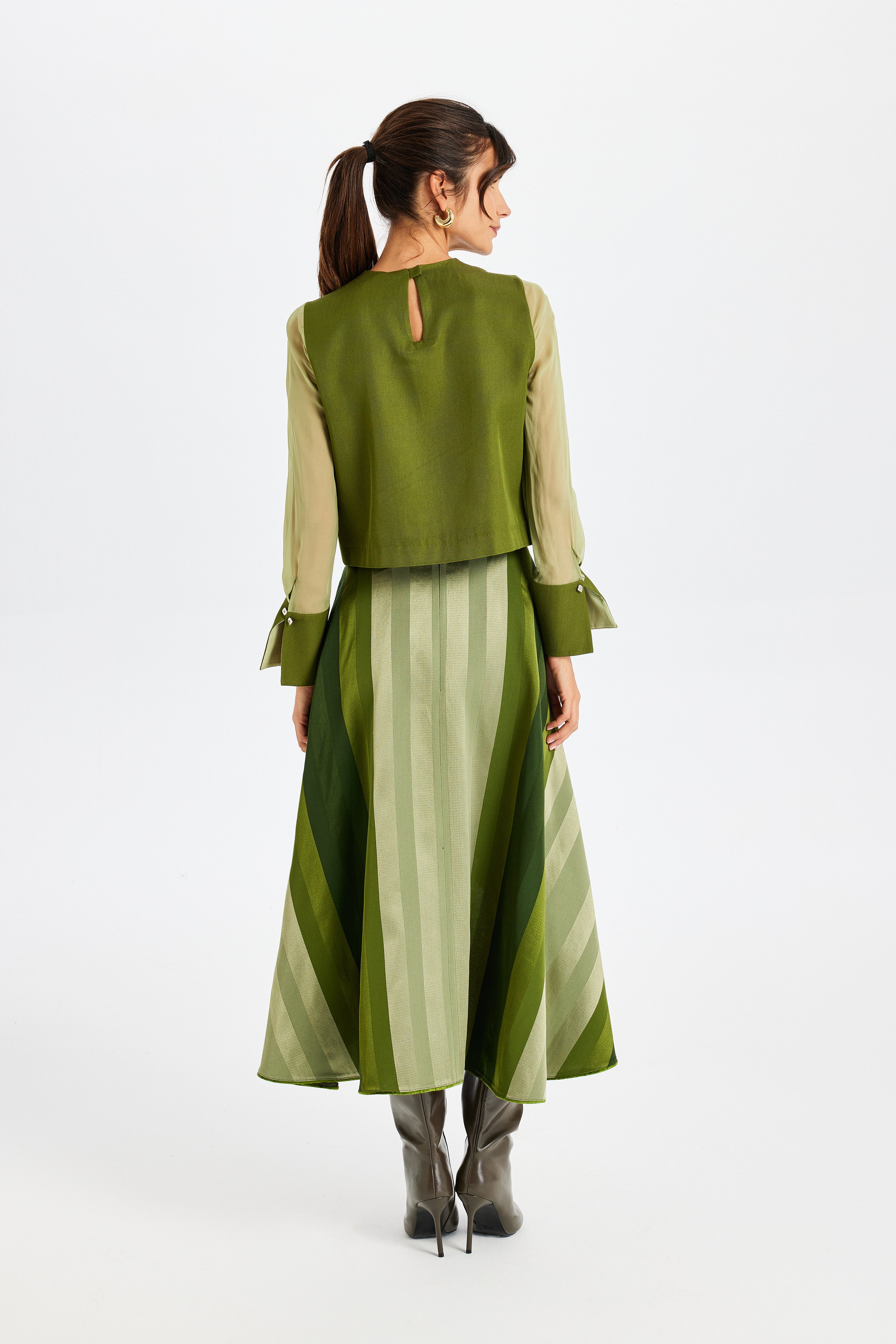 Silk Sleeve Detail Kutnu Square Blouse