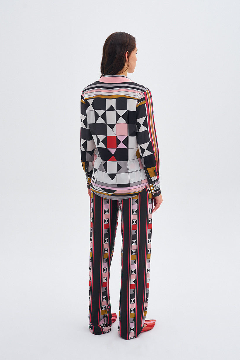Zeugma Square Pattern Silk Shirt