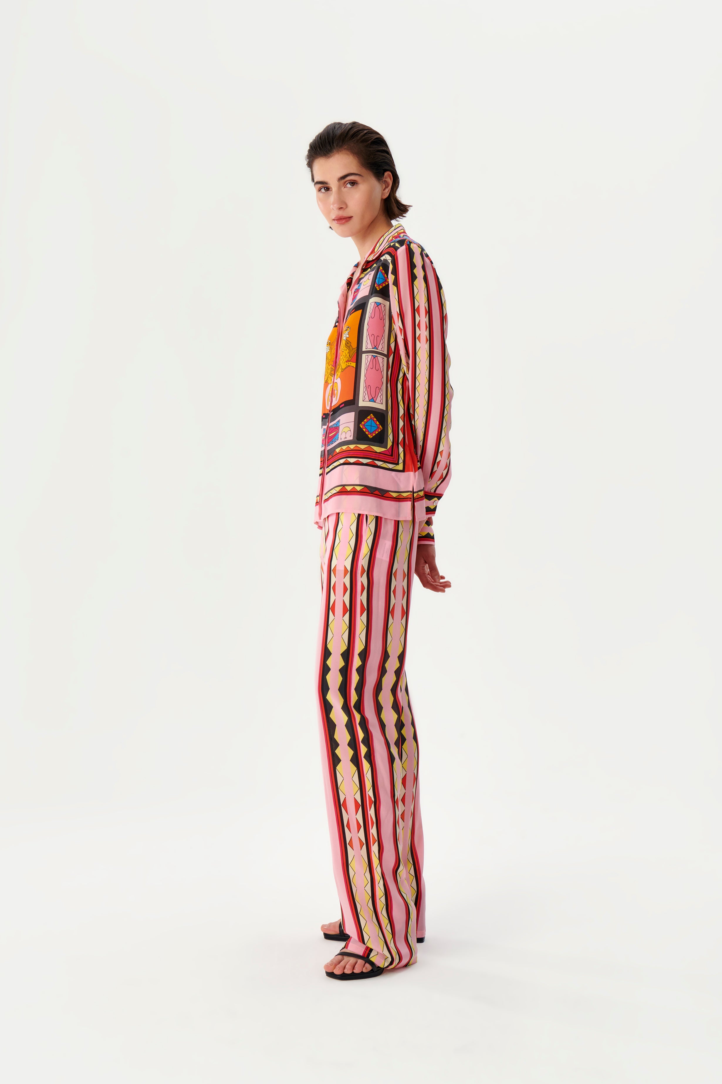 Zeugma Flying Tiger Patterned Silk Shirt