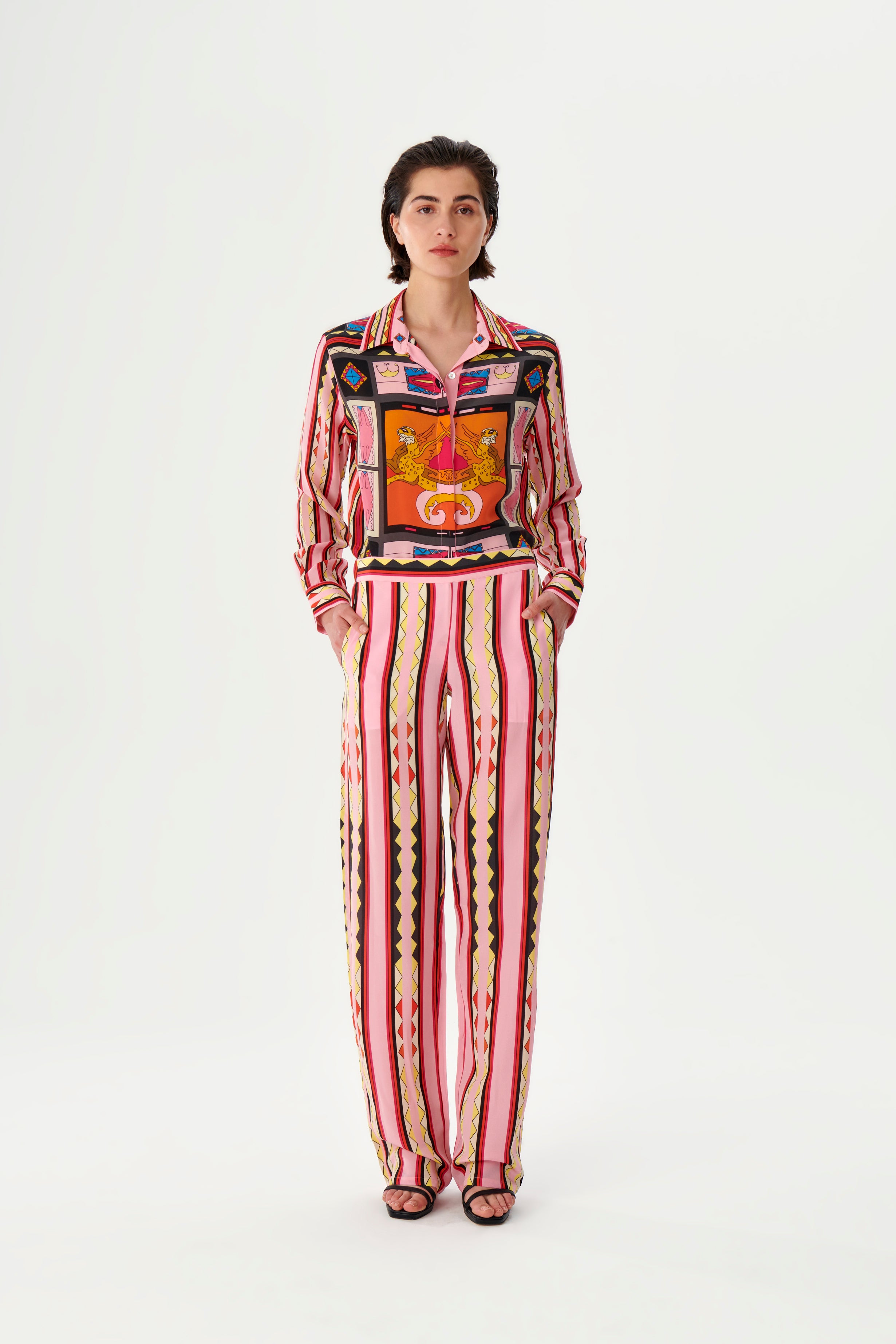 Zeugma Uçan Kaplan Desenli İpek Pantolon