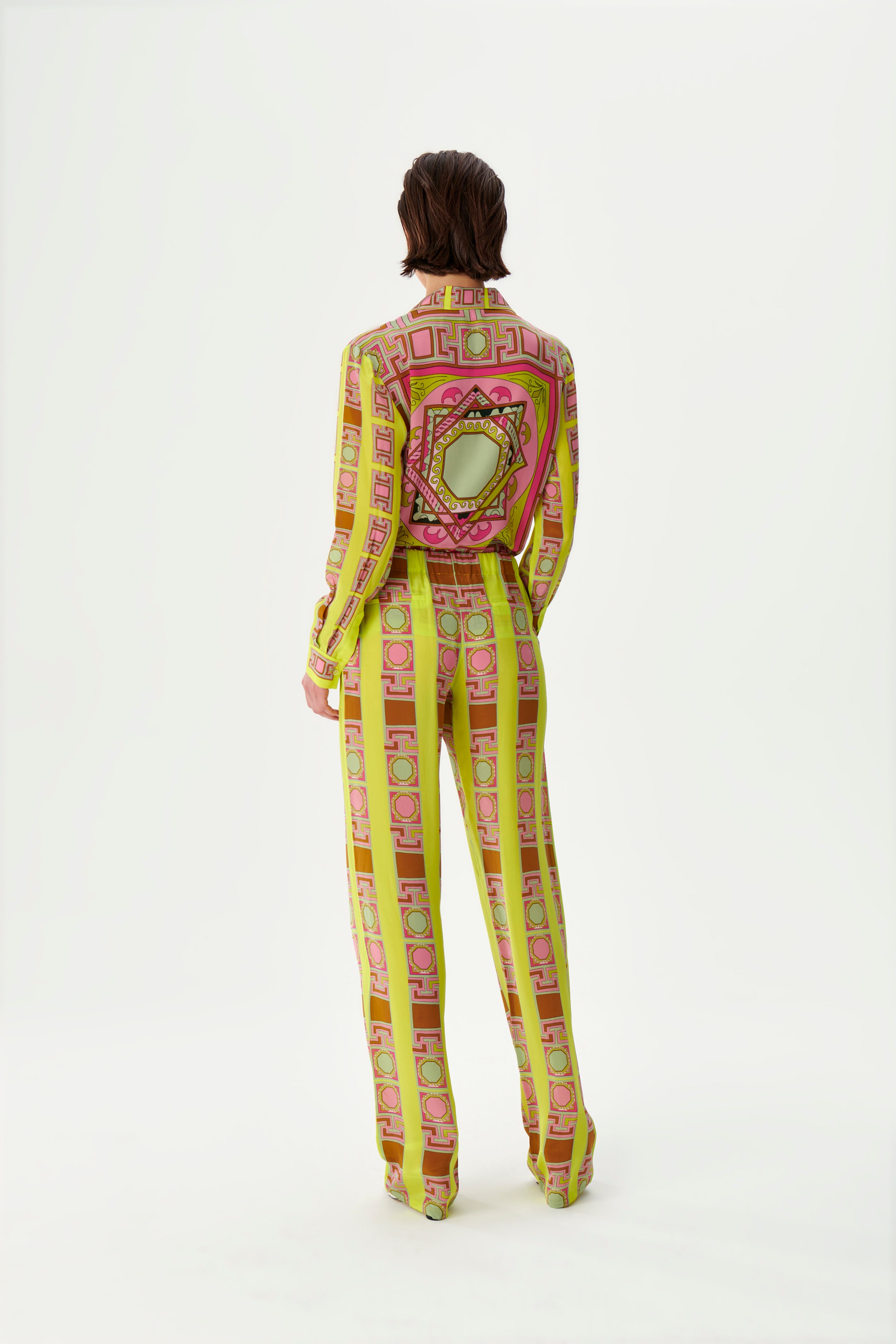 Zeugma Geometric Patterned Silk Trousers
