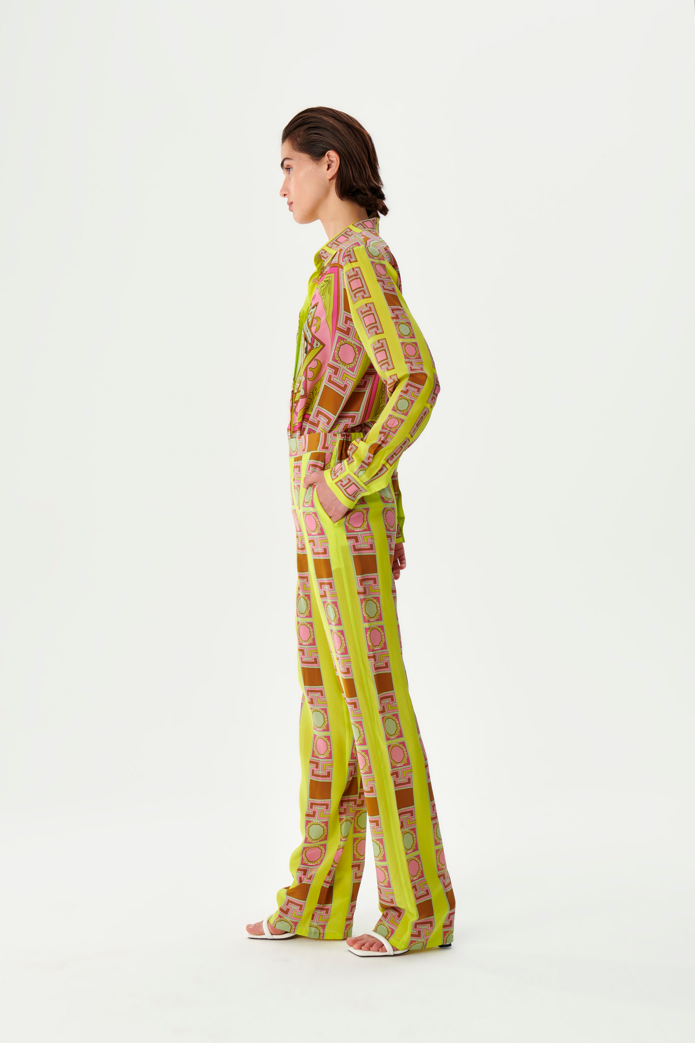 Zeugma Geometric Patterned Silk Trousers