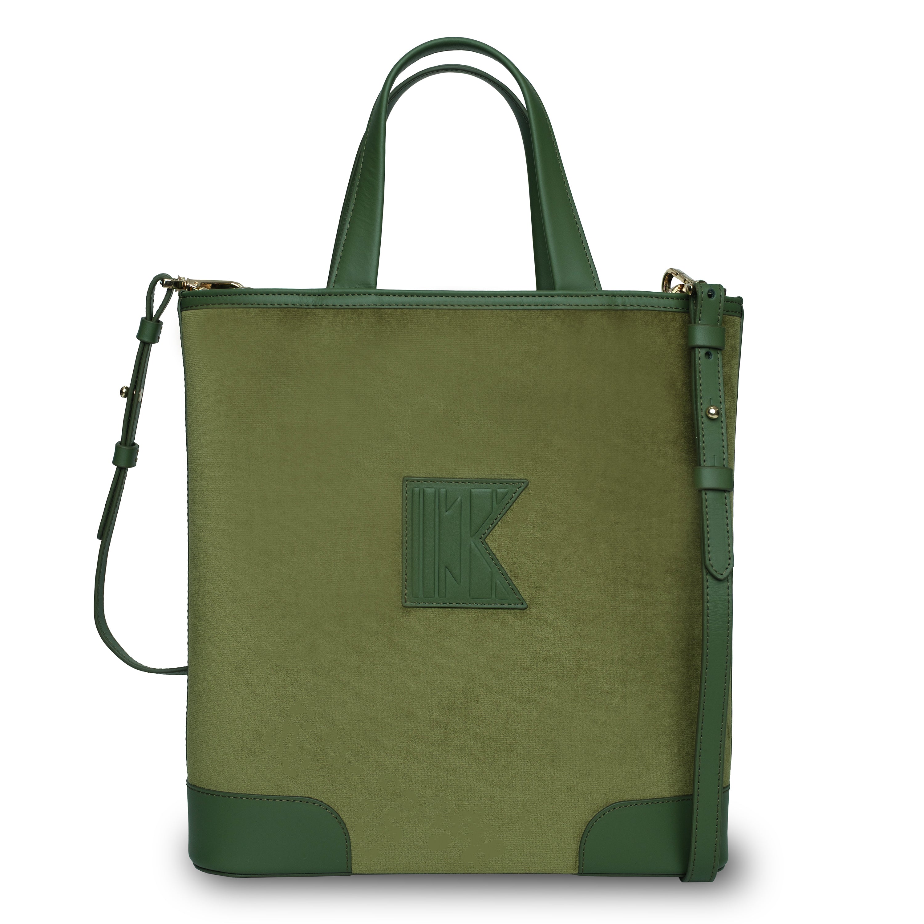 Kutnu Wallet-Detail Green Velvet Shoulder Bag