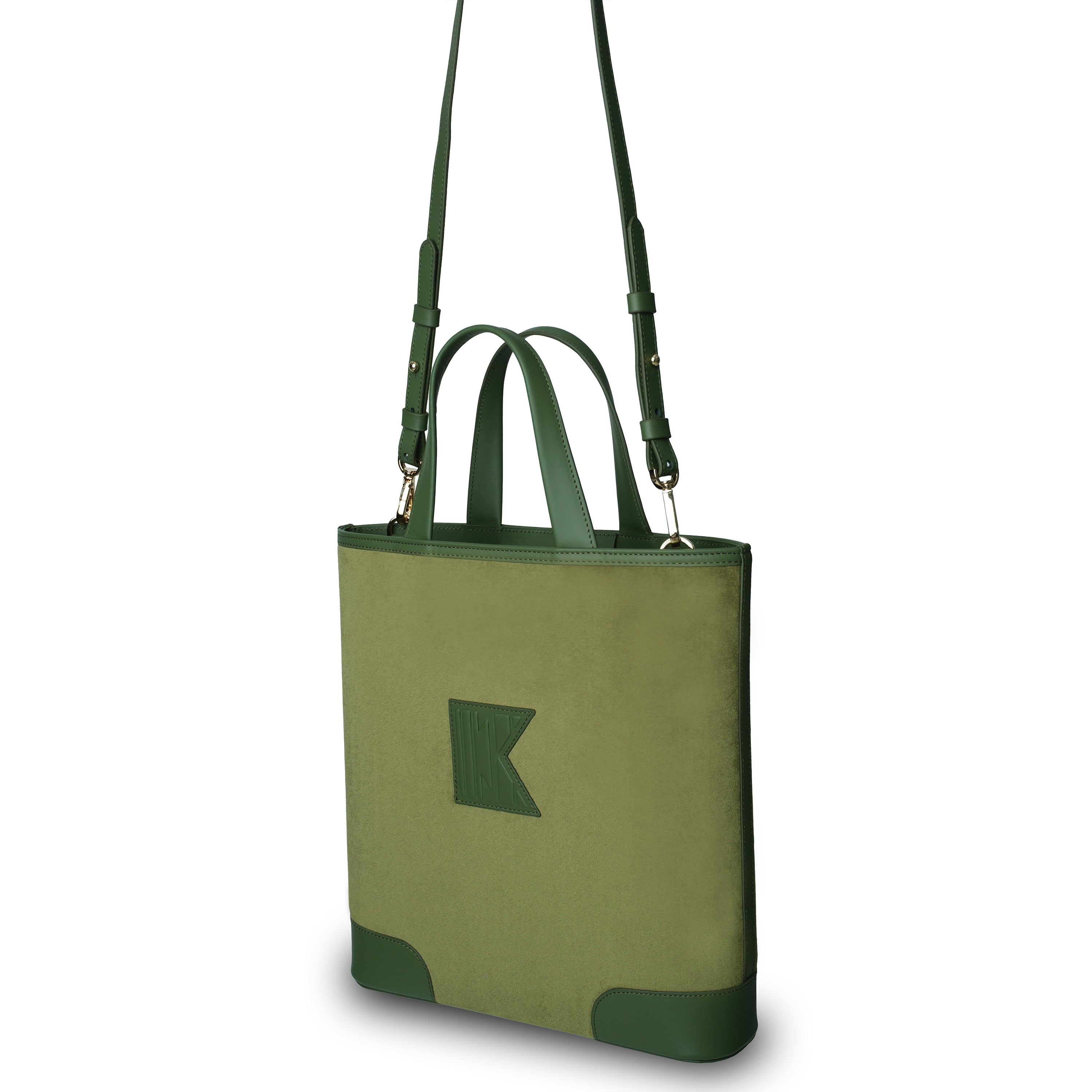Kutnu Wallet-Detail Green Velvet Shoulder Bag