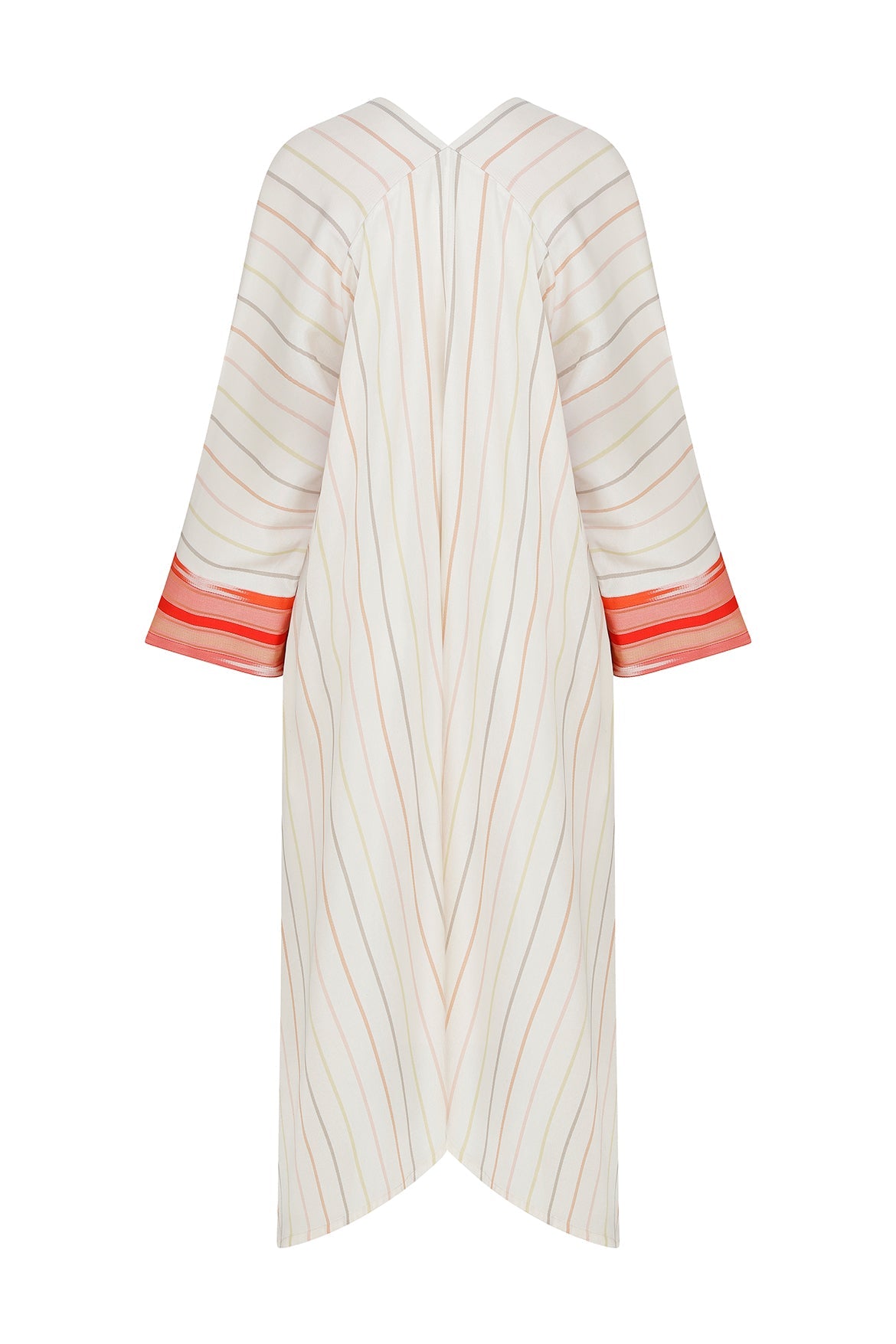 V Yaka Krem Çizgili Kimono